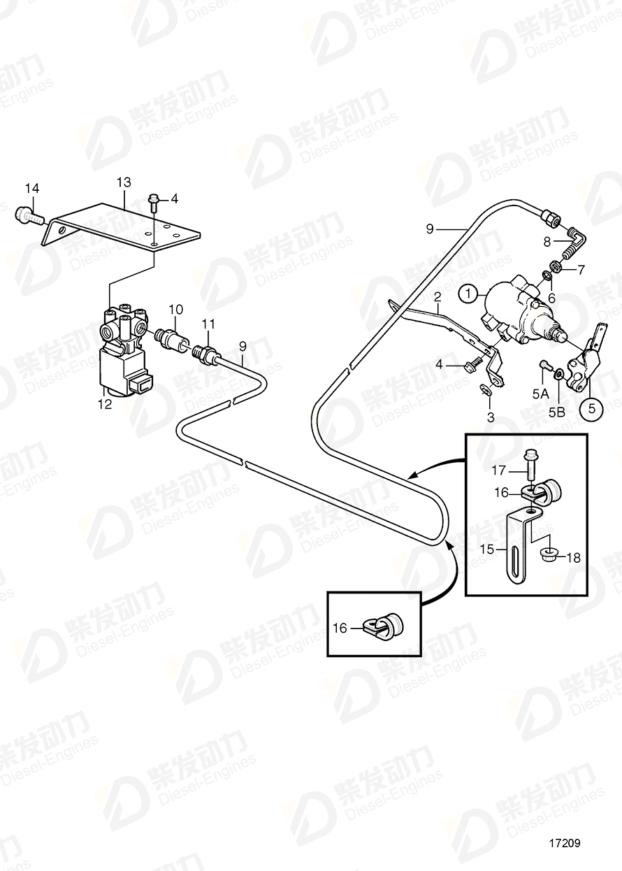 volvo penta Lever 3035878 Drawing